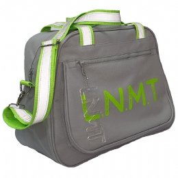 Large grey L.N.M.T handbag with lime reflective strap
