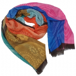 Paisley print Italian scarf with colour patches