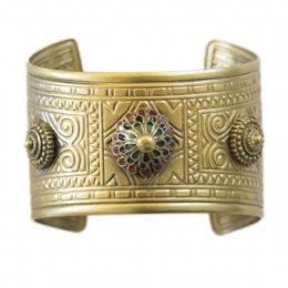 Retro antique gold cuff with enamel