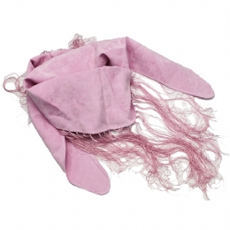 Plain colour triangle alcantara scarf with long fringes