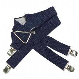 Dark blue suspenders with white spots
