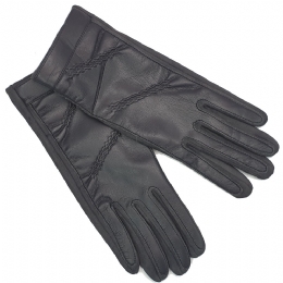 Elastic gloves with synthetic leather and stiched design