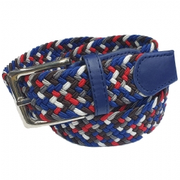 Grey, royal blue, white, red and black knitted men elastic belt