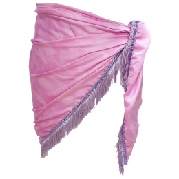 Pink lilac triangle Italian skirt pareo with lilac fringes