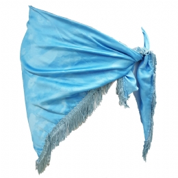 Light blue triangle Italian skirt pareo with light blue fringes