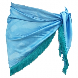 Light blue triangle Italian skirt pareo with turquoise fringes