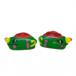 Ξύλινα πράσινα clip παιδικά σκουλαρίκια τσαγιέρα