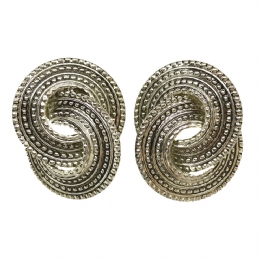 Retro silver clip earrings with binding hoop design