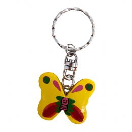Wooden keyring yellow butterfly