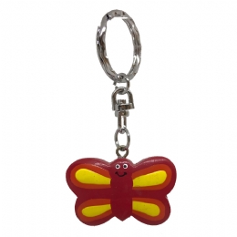 Wooden keyring red butterfly