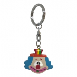 Wooden keyring clown with blue hair