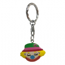 Wooden keyring clown with green hat 