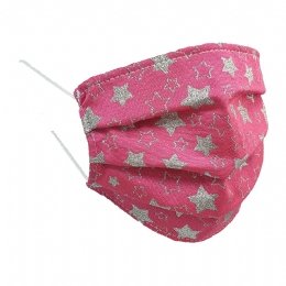 Italian fuxia mask with silver lurex stars from water resistant filtering fabric