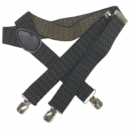 Black and beige dots unisex suspenders with single back clip