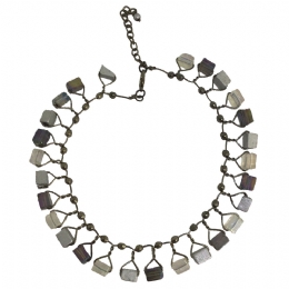 Wired choker with grey opalescent beads