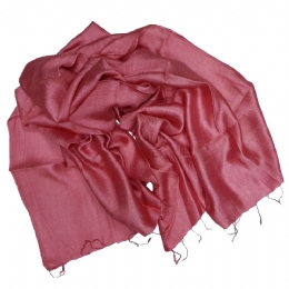 Wide raw silk plain colour retro pink scarf - stole 