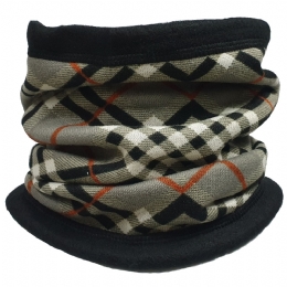 Grey unisex snood with checkered pattern