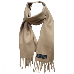 Fine quality Italian wool with cashmere plain colour beige unisex scarf