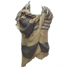 Beige unisex stonewashed Italian scarf with stripes