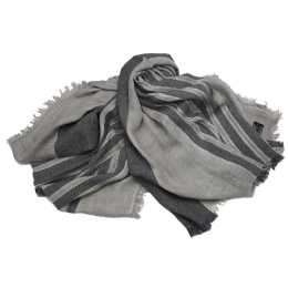 Grey unisex stonewashed Italian scarf with stripes