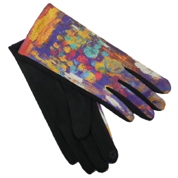 Mustard and purple elastic fabric gloves Masterpiece