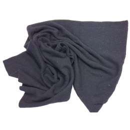 Unisex Italian plain colour dark blue wide knitted scarf with cashmere