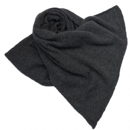 Unisex Italian plain colour charcoal wide knitted scarf with cashmere