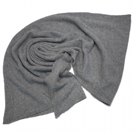 Unisex Italian plain colour grey wide knitted scarf with cashmere