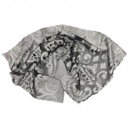 Grey silver Paisley print devore stole with silk