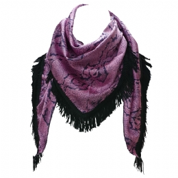 Purple triangle Italian scarf with fringes