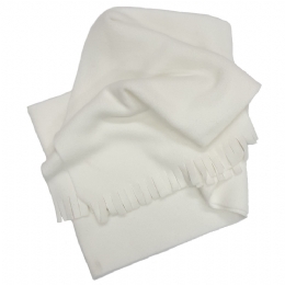 Unisex plain colour white fleece scarf