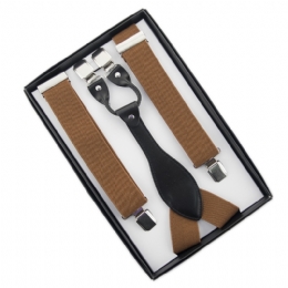 Plain colour rust suspenders with double back clips and synthetic leather