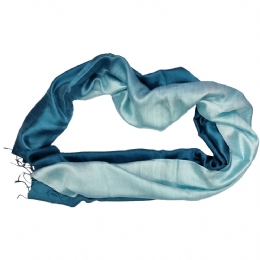 Ombre wide raw silk sky blue scarf - stole 