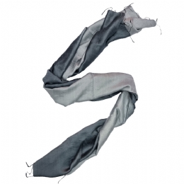 Ombre wide raw silk silver grey scarf - stole 