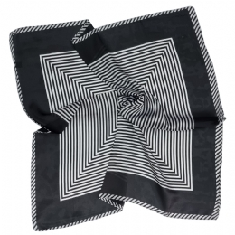 Black and white striped silk touch square scarf with black boarders