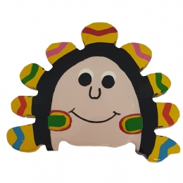 Wooden kid&apos;s hair barrett Indian with Feathers