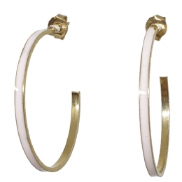 Gold hoops earrings witn pink enamel