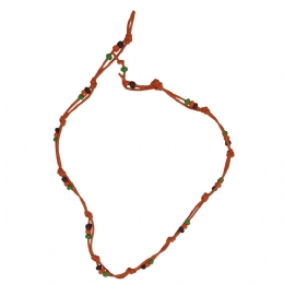 Orange unisex necklace with black, orange and green beads