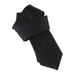 Plain colour black narrow tie from embossed fabric