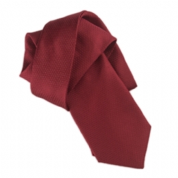 Plain colour wine narrow tie from embossed fabric