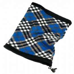 Blue royal unisex snood with checkered pattern