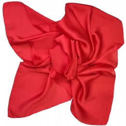 Satin plain colour red silk touch square scarf 