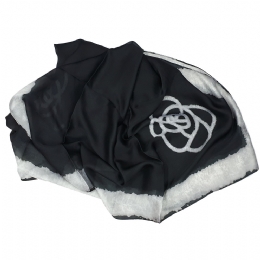 Black and white silk stole with camellias