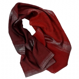 Wine embossed Italian scarf with silver lurex