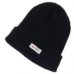 Plain colour black knitted unisex beanie with thinsulate lining and striped design