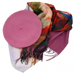 Retro pink beret and pashmina Artwork 