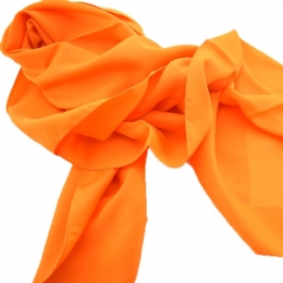 Plain colour orange Italian square scarf with satin boarder