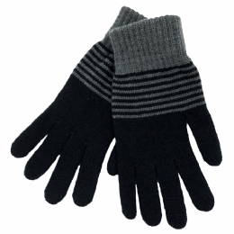 Plain colour black men gloves with grey stripes in soft fabric one size