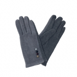 Elastic grey tweed gloves with multicolour buttons and cotton combination