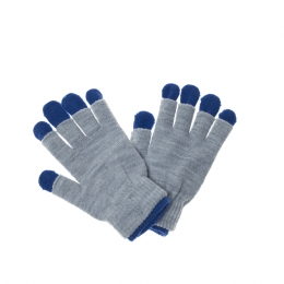 Double grey and royal blue unisex gloves with cut fingers